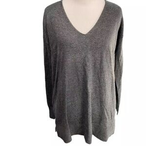 LOFT Womens Pullover V Neck Gray Sweater‎ Size XXL